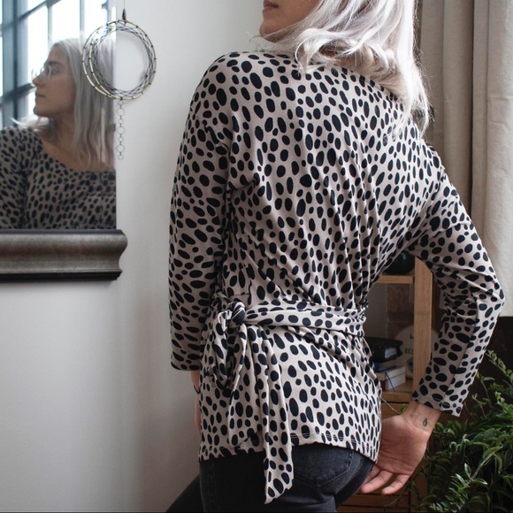 Animal Print Blouse with Tie - Picture 1 of 4